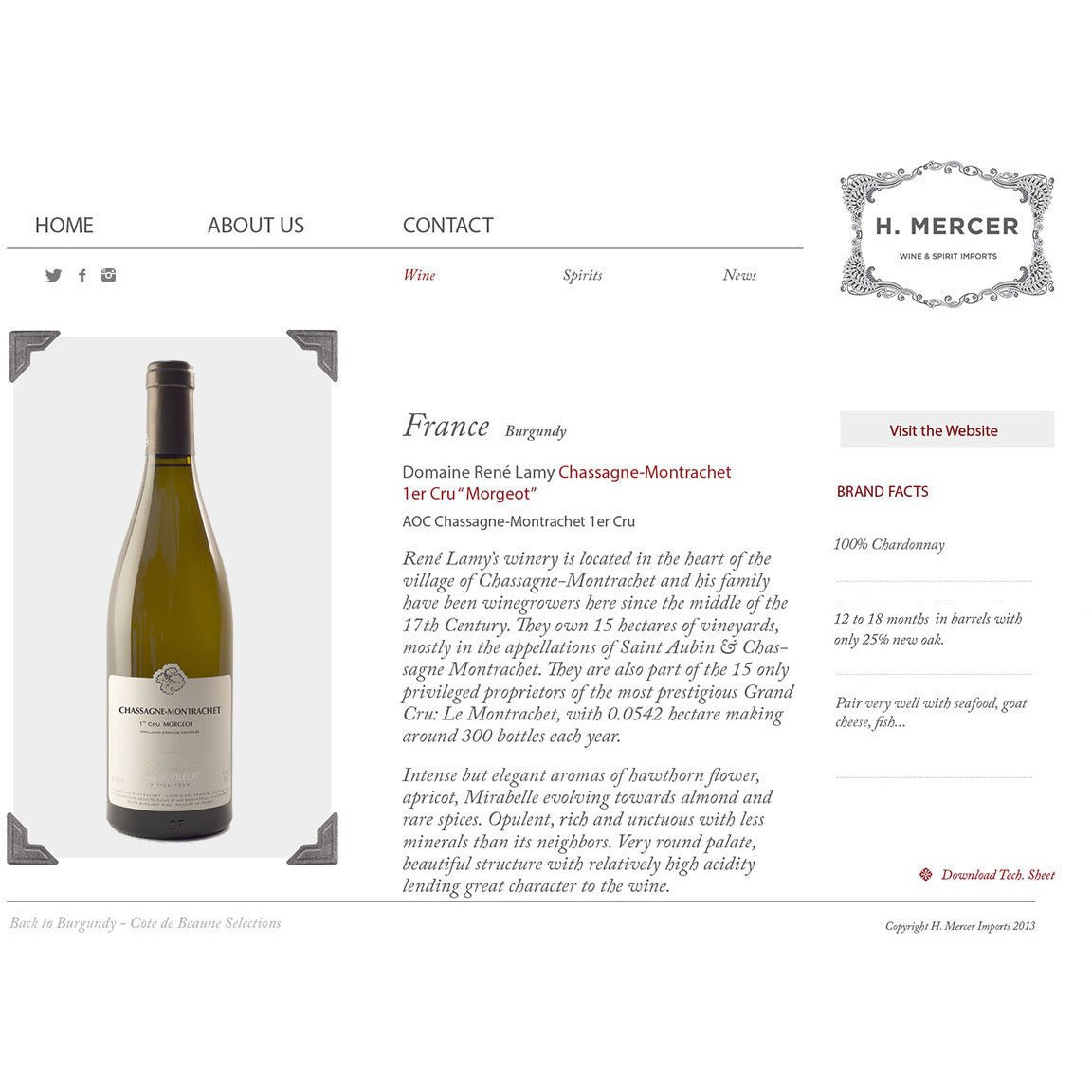 Domaine Lamy-Pillot Chassagne Montrachet 1er Cru Morgeot 2018 - Newport Wine & Spirits